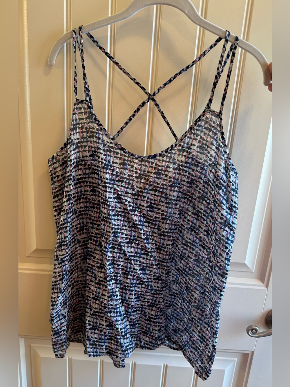 BCBGeneration Multicolor Printed Crisscross Back Cami - Blue, Black, Pink